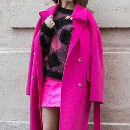 Lily Collins Pink Coat