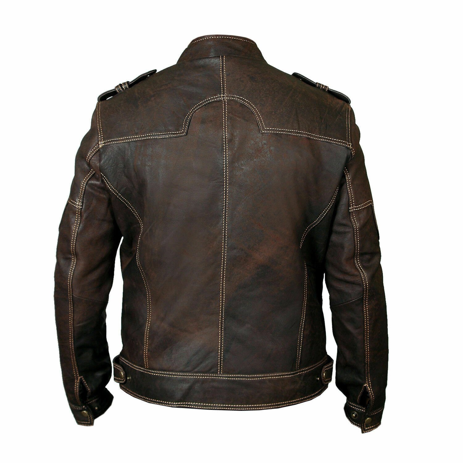 Brown Cafe Racer Leather Jacket — Marvel Jacket