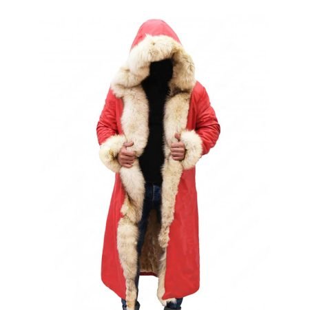 Christmas Red Long Shearling Coat