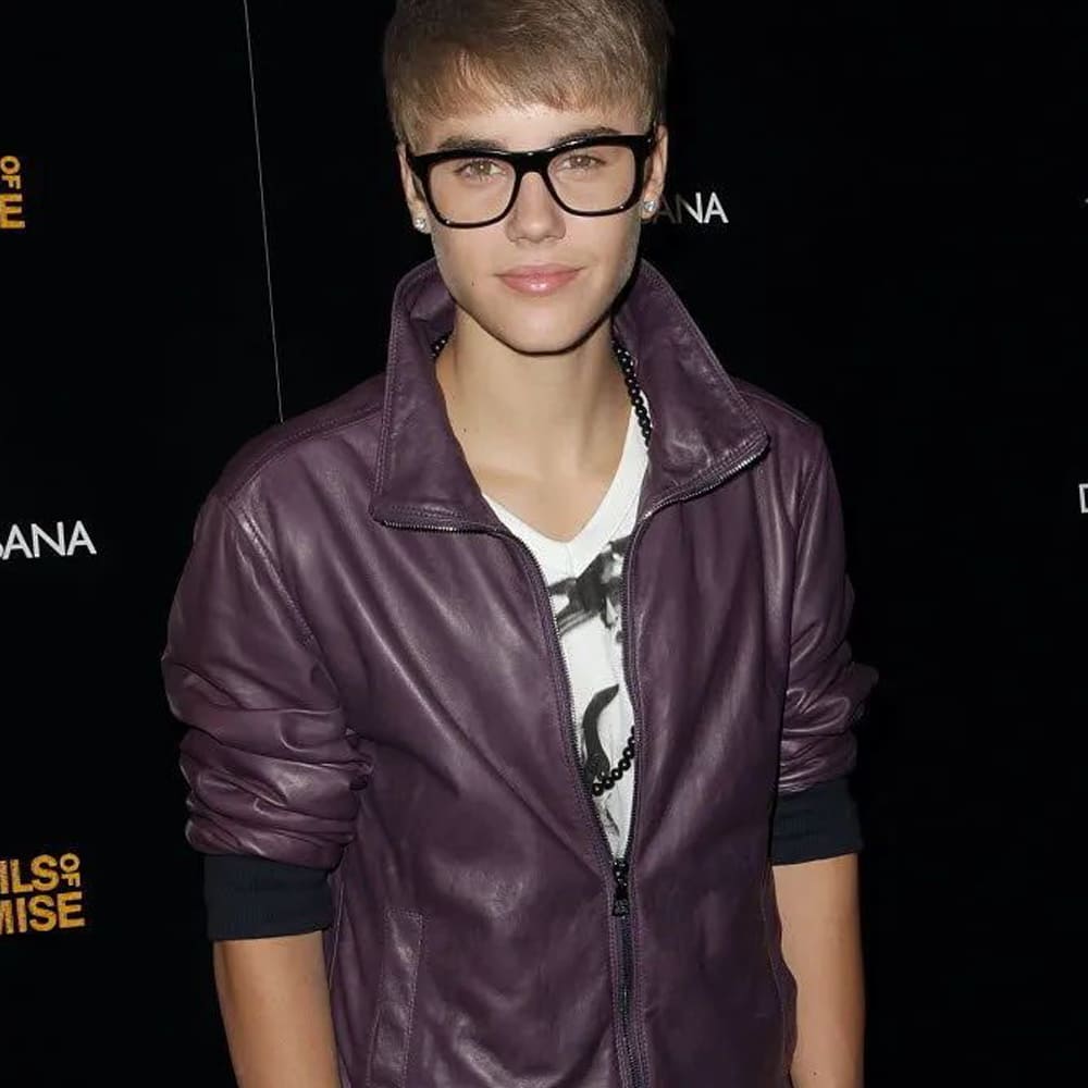 Justin Bieber Purple Leather Jacket