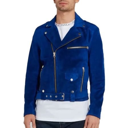 Lee Hayes Blue Suede Biker Jacket