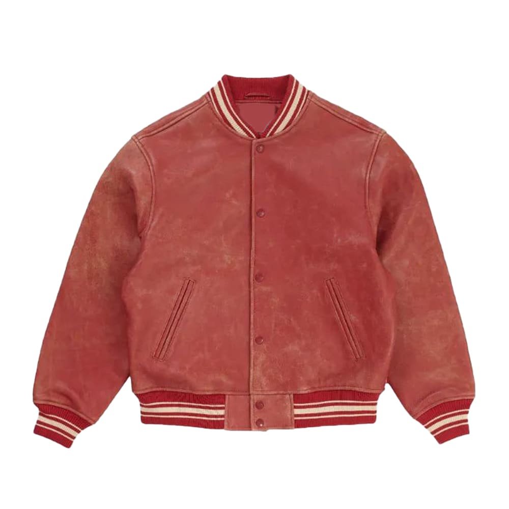 Supreme Worn Leather Varsity Jacket