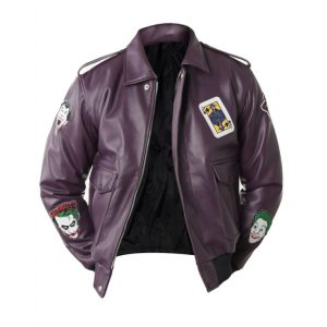 Joker Bomber Purple Leather Jacket