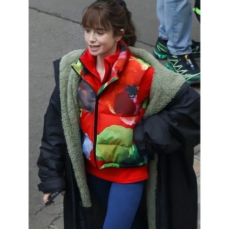 Lily Collins Shearling Coat