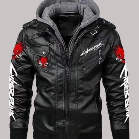 Cyberpunk Hooded Leather Jacket